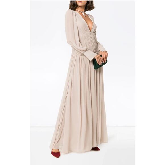 Couture Stella McCartney Carleigh Silk Georgette Maxi Dress Taupe 40 $2600 - Picture 1 of 12